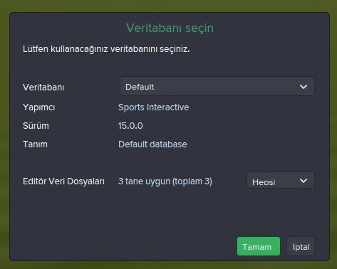 FM 2015 Veri Tabanı Seçim