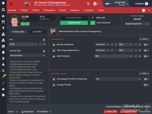 transfer teklif ekranı